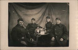 A Group of Soldiers - Drinking Together in a Tent Postcard