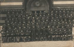 Large Group of Soldiers in Front of an Old Building Postcard