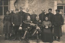 Group of Soldiers in Front of an Old Building Postcard