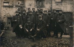 Group of Soldiers in Front of an Old Building Postcard