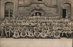 Group of Soldiers in Front of an Old Building Postcard