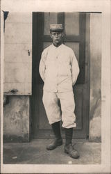 A Lone Soldier - Standing in Front of the Door Postcard