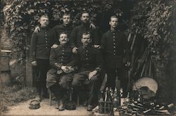 Group of Soldiers with Bottles of Wine Postcard