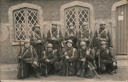 Group of Soldiers in Front of a House, 1932, Europe Postcard