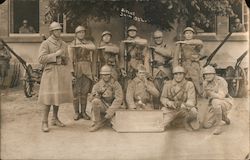 Group of Soldiers in Front of a House While Holding Guns Postcard