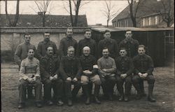 Group of Soldiers in Front of an Old Building Postcard