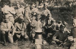 Group of Soldiers Cooking Postcard