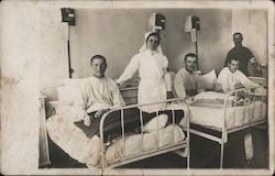 Group of Soldiers and a Nurse, Lithiuania? Postcard