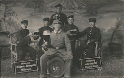 German Soldiers at Münsingen Camp, Beer Steins Postcard