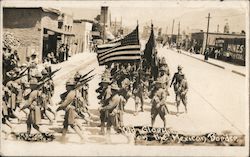 Group of Soldiers - Old Glory on the Mexican Border Postcard