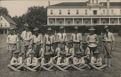 Group of Soldiers in Front of the Somerville Hotel Postcard
