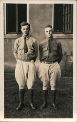 Two Soldiers Standing Outside of a House Postcard