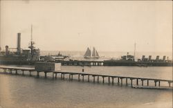 Ship Sailing by the Docks Postcard