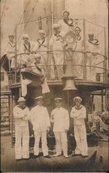 Group of Sailors by the Ship's Deck Postcard