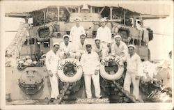 USS Seattle Police Force - Sailors Posing by the Ship Deck Postcard