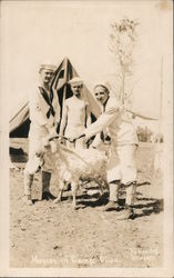 Group of Sailors Holding a Goat in Front of a Tent Postcard