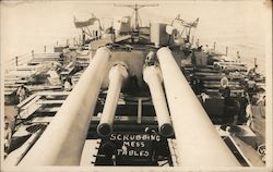 Crewmen Scrubbing Mess Tables on a Naval Ship Postcard