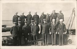 Group of Sailors, Crew, on Ship Deck Postcard