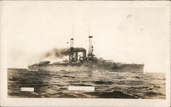 A Lone Ship - The Battleship Releases Smog in the Air Postcard