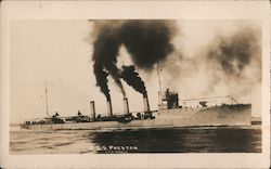 U.S.S. Preston on the Ocean Postcard