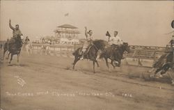 Trick riders at The Stampede' 1916 Postcard