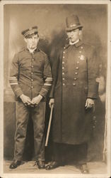 Two Policeman Smoking Cigars (Full Length) Studio Photo Postcard