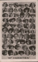 57 Varieties of Little Girls with Curled Hair, Bonnets, Ribbons Postcard Postcard Postcard