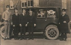 Members of the El Riad Shrine Standing in Front of a Shrine Vehicle Postcard