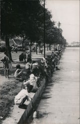 People Washing Clothes, Bathing In River Postcard