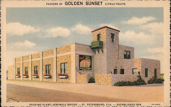 The Milne-O'Berry Packing Company, Packers of Golden Sunset Citrus Fruits St. Petersburg Florida