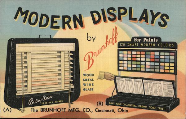 Modern Displays by Brunhoff, Salesman's Display Sample Rack for Venetian Bland Demonstrations Cincinnati