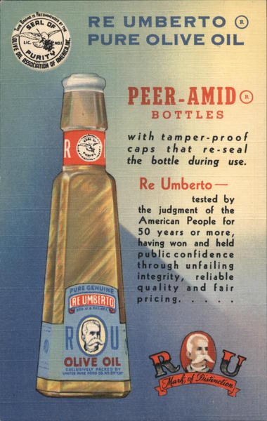Re Umberto Pure Olive Oil, Peer-Amid Bottles Advertising