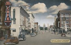 Capitol Avenue, Cheyenne, In Wonderful Wyoming, New Albany Cafe Postcard