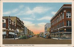 Dewey Street, Looking North - Main Business Street Postcard