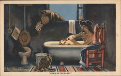 Home on the Range, Cowboy in Bathtub Postcard