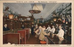 Tony's Log Cabin - The restaurant "UNIQUE" - A rustic style lunch counter and booths Santa Barbara, CA Postcard Postcard Postcard