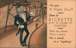 Are You a night Owl? Come to Ricketts Restaurant and Bar Postcard