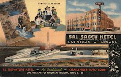 The Sal Sagev Hotel, El Trovatore Autel, Challenger Auto Court Postcard