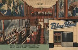 Blue Point Restaurant - Best sea food in town, all year 'round - A view of the lunch counter and dining room Postcard