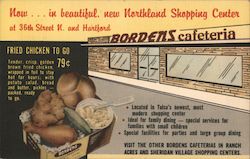 Borden's Northland Cafeteria, Fried Chicken to go Tulsa, OK Postcard Postcard Postcard