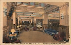Newly Decorated Lobby, Ben Milam Hotel Postcard