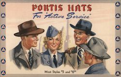 Portis Hats, For the Active Service, For the Civilian Army Postcard