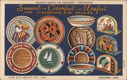 The O-P Craft Co., Unfinished Wooden Plates, Bowls, Bookends, for Classrooms or Groups Postcard