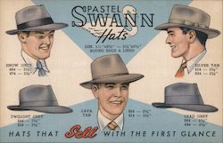 Pastel Swann Hats - Swann-Abram Hat Company Postcard