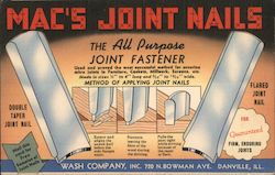 Mac's Joint Nails, Wash Company, The All-Purpose Joint Fastener Postcard