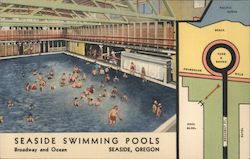 Seaside Swimming Pools at the End of the Old Oregon Trail Postcard