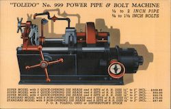 Toledo No. 999 Power Pipe & Bolt Machine Advertising Postcard Postcard Postcard