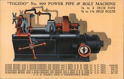 Toledo No. 999 Power Pipe & Bolt Machine Postcard