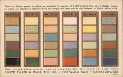 Lloyd Floor & Wall Tile Co., 36 Samples of Display Panels Postcard