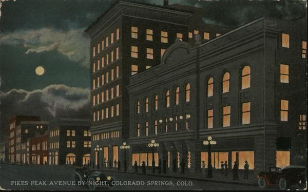 Pikes Peak Avenue by Night Colorado Springs